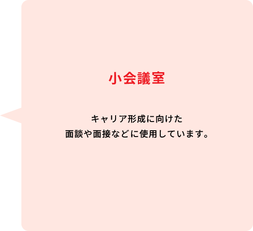 小会議室 キャリア形成に向けた面談や面接などに使用しています。